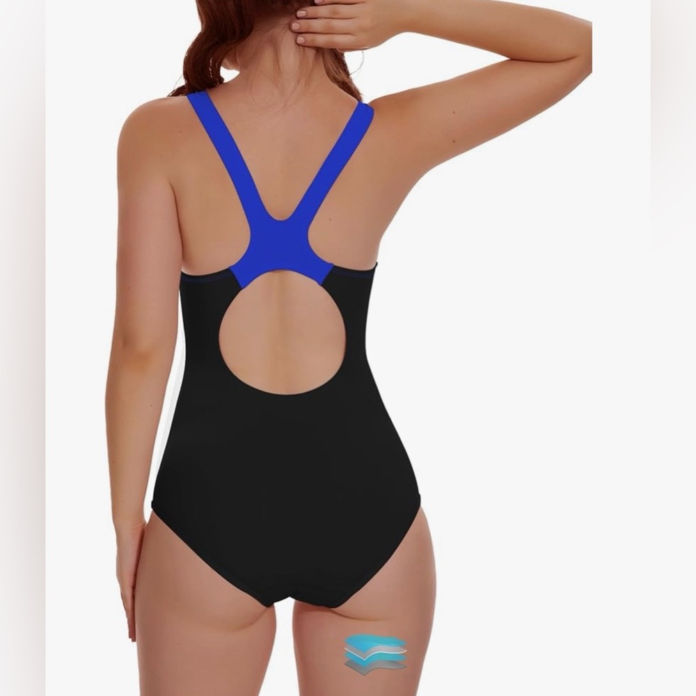 Beautikini Period Swimwear One Piece Racerback Training Blue Orange Black XS NWT